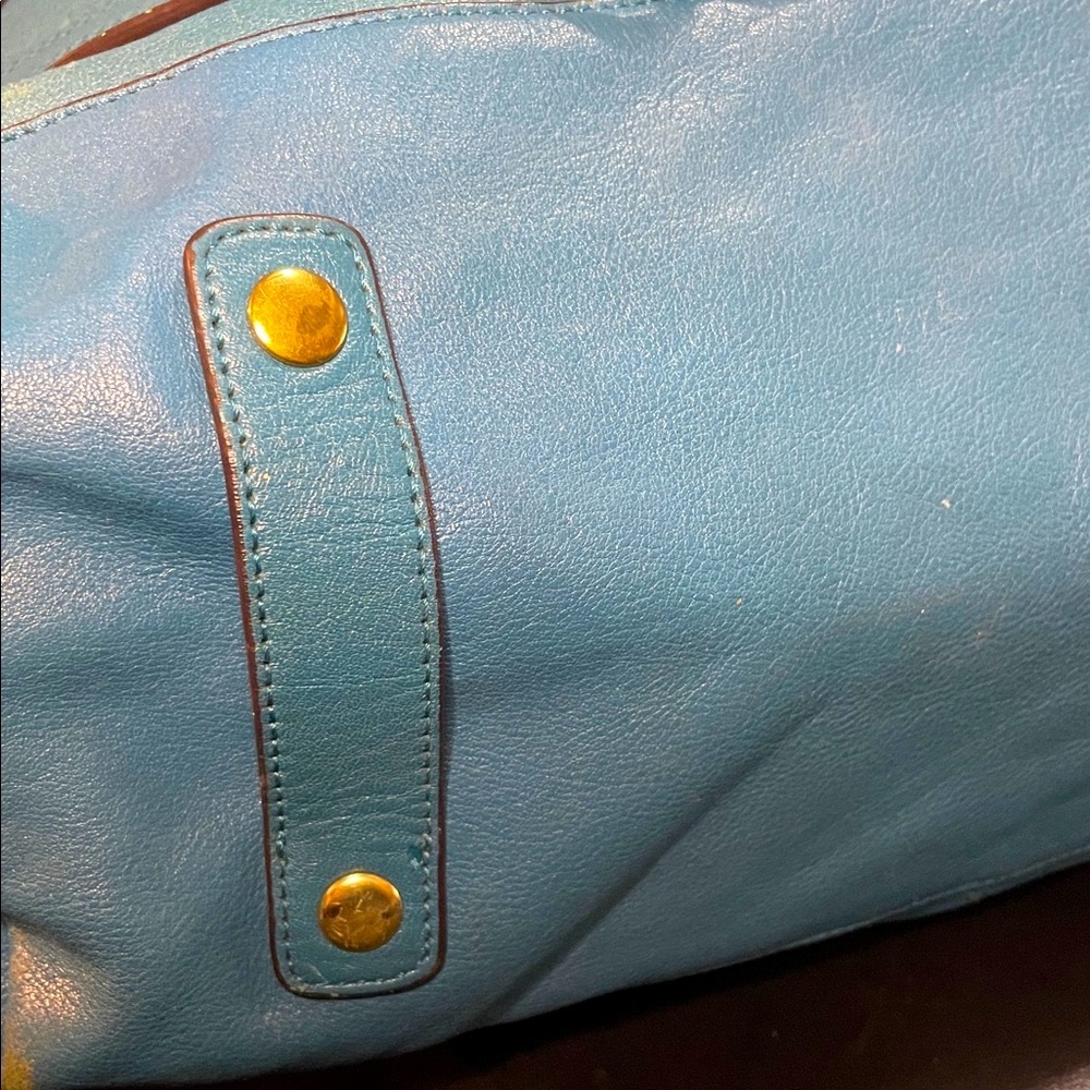 🎉HP🎉Coach Aqua Blue Teal Leather Satchel - Picture 7 of 14